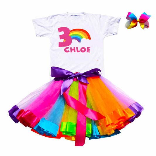 Rainbow Tutu Outfit, 3T Rainbow tutu dress , custom